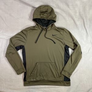 Nike Therma Fit Men's Size Large Hoodie Pullover Olive Green Black Athletic